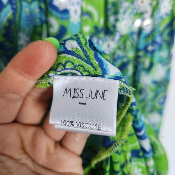 MISS JUNE Bohemian Paisley Embroidered Dress One Size Resortwear Beach Vacation - Picture 6 of 9